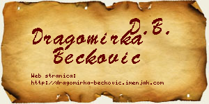 Dragomirka Bećković vizit kartica